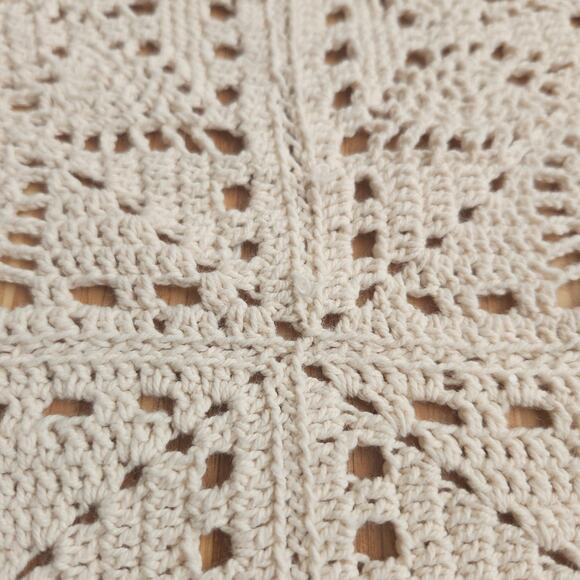 Handmade Crochet Lace Table Runner Ivory 35x13 Rectangular Doily Farmhouse Chic - Picture 6 of 8